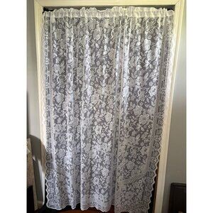 White Floral Lace Curtains 2 Panels 60W x 72L